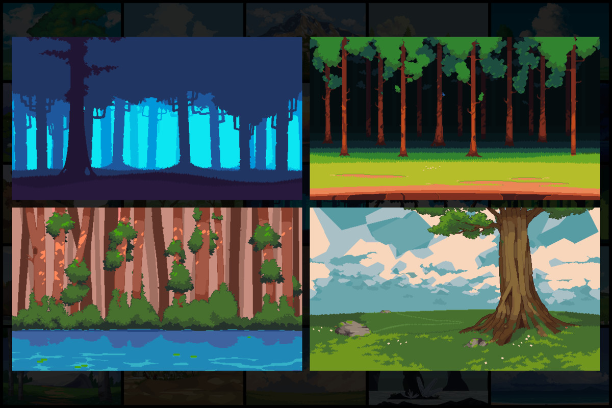 56 Nature Backgrounds Pixel Art