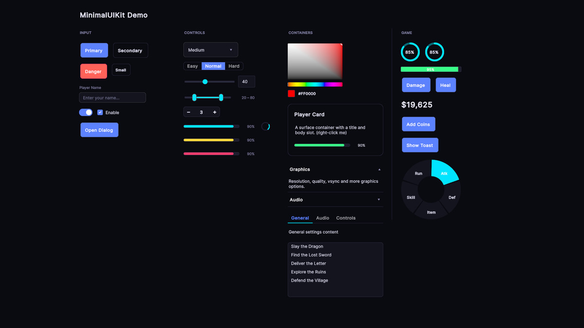 MinimalUIKit - UI Toolkit Component Kit