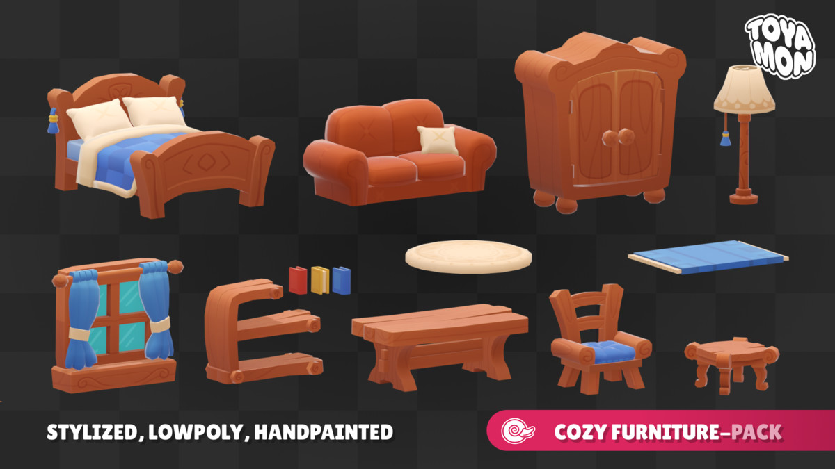 Stylized Cozy Furniture Pack - Low poly