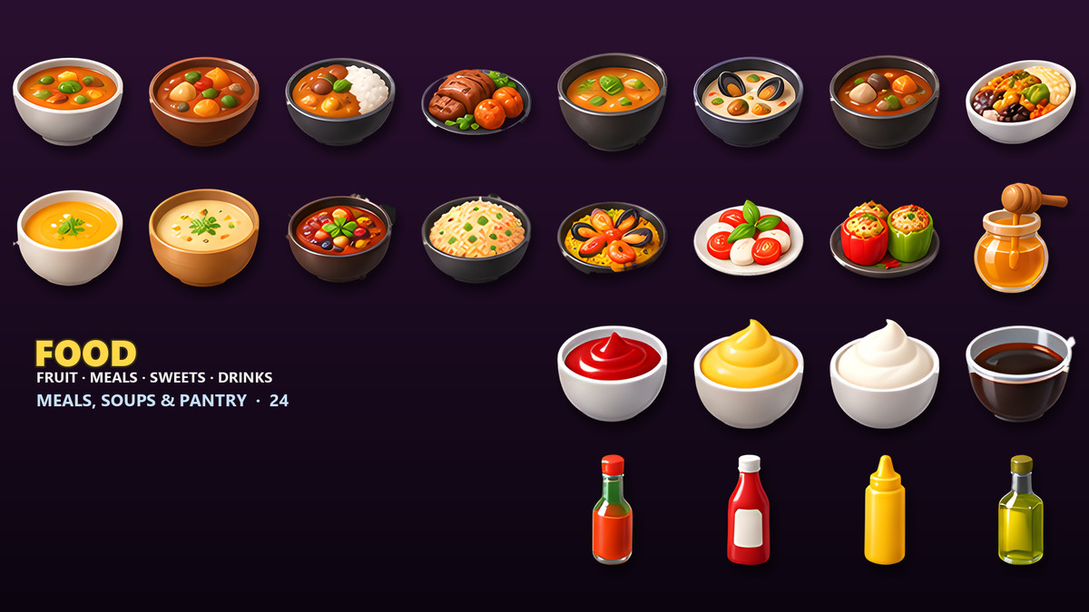 Food & Drink Icons - 232 Game Items