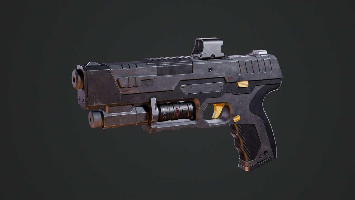 Sci-fi Weapon - Game Ready Pistol