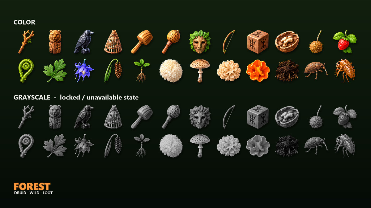 Forest & Druid Loot Icons - 272 RPG Items