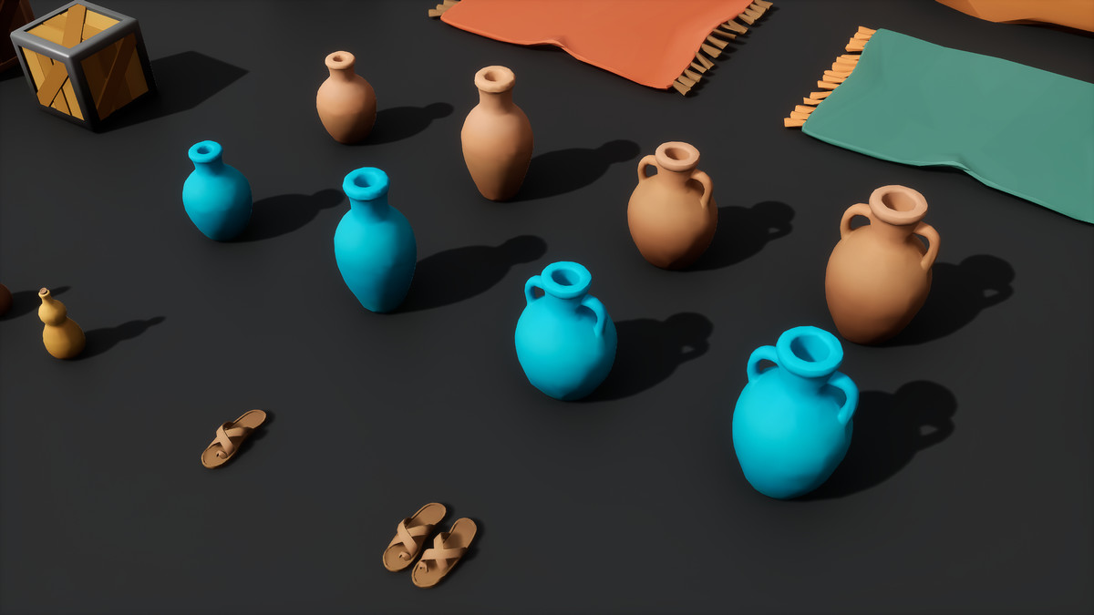 Desert Gilded Shrine - Low Poly Stylized Asset Pack