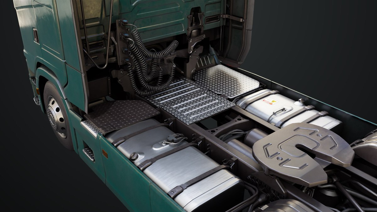 Heavy Truck Chassis 06 Interior Blue and Green URP HDRP Textures