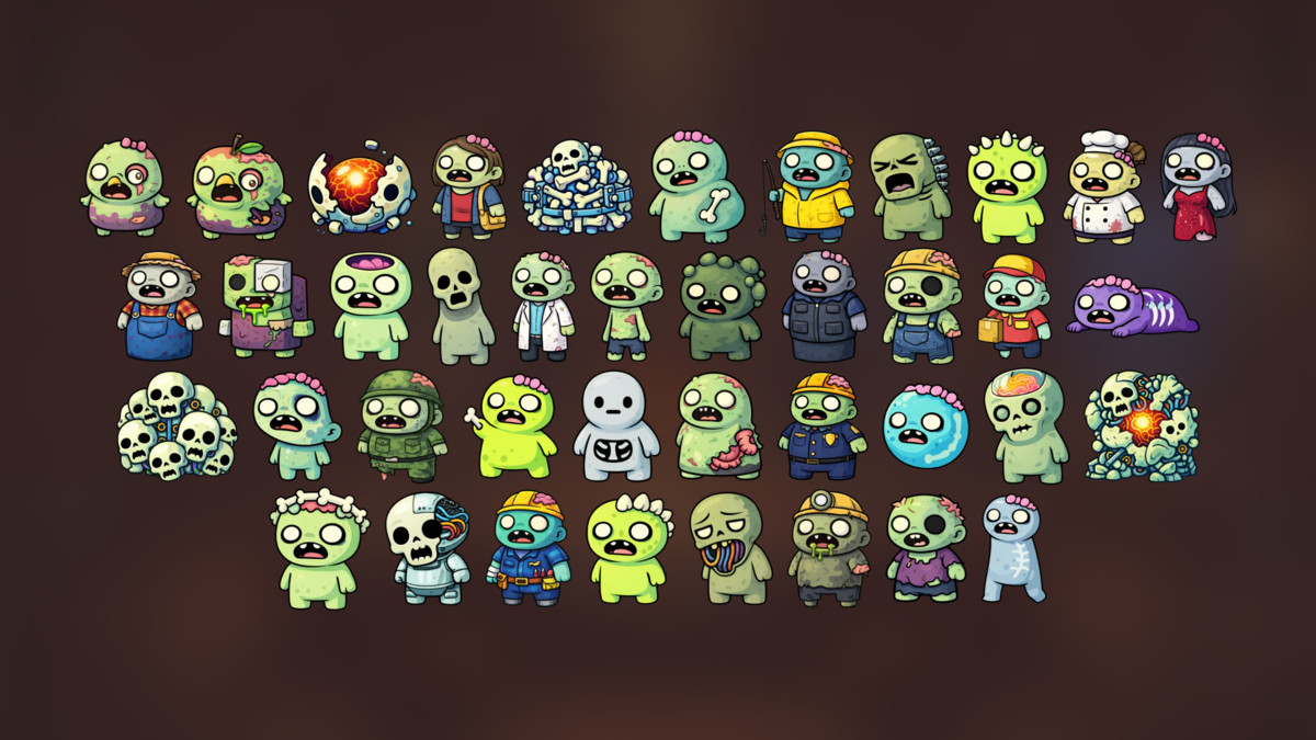 Cartoon Zombie Characters Icons Pack for RPG Strategy Idle and Casual Games