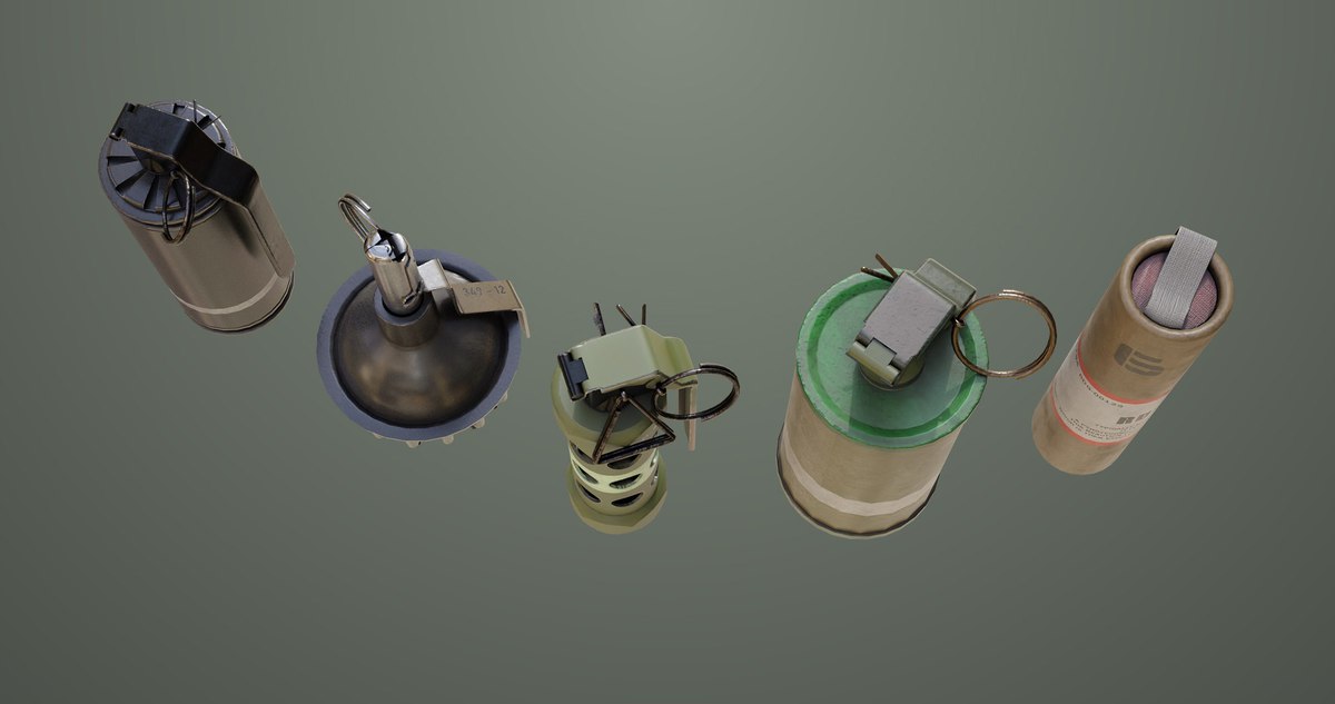 Smoke and Flash Grenades Single Mat URP HDRP Textures