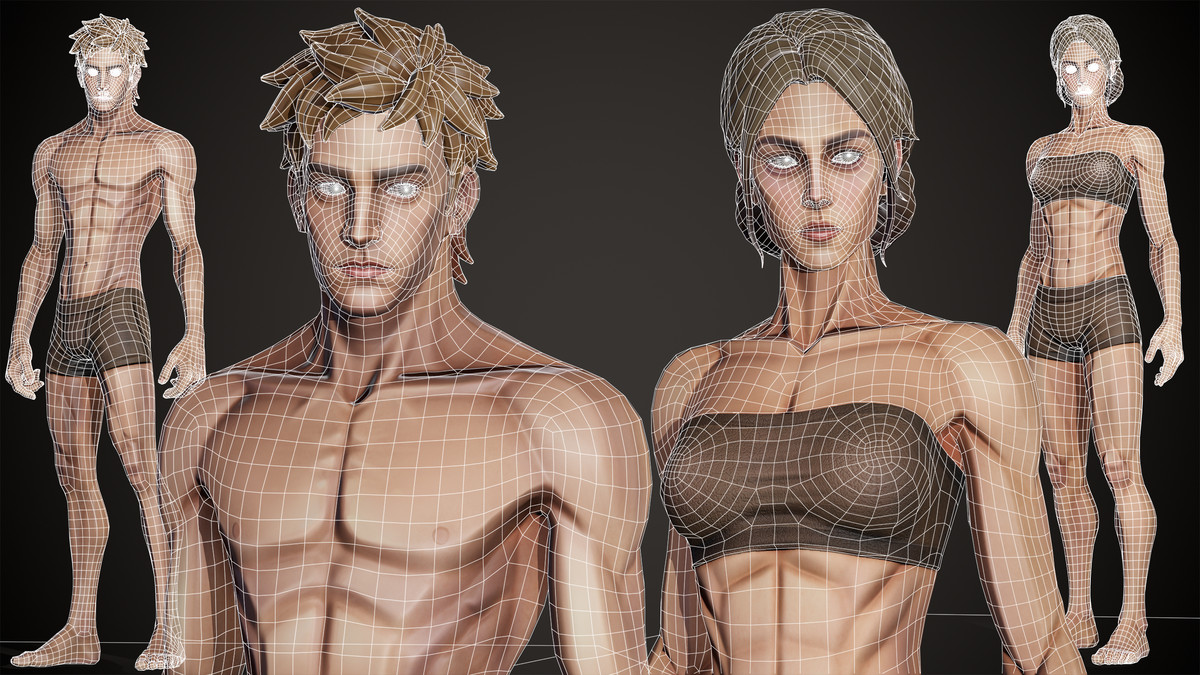 Stylized Man and Girl