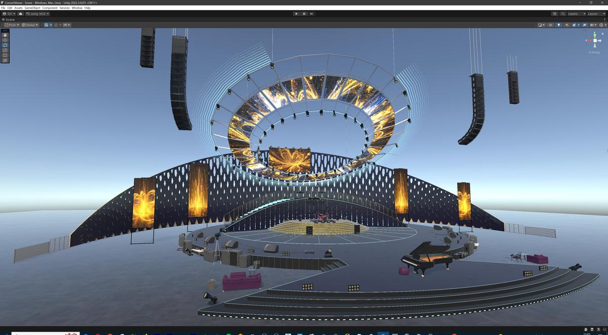 Concert Arena Stage Venue - Modular 3d Environment with props