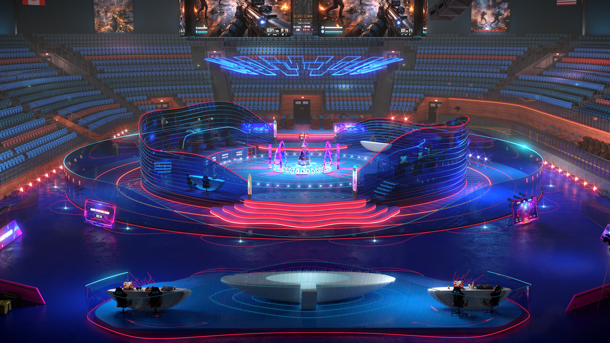 Futuristic Esports Arena Stadium – Tournament Stage 3d Environment Level