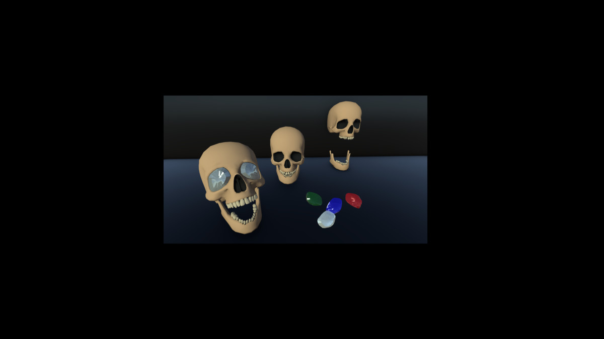 Puzzle Props: Human Skull & Gems
