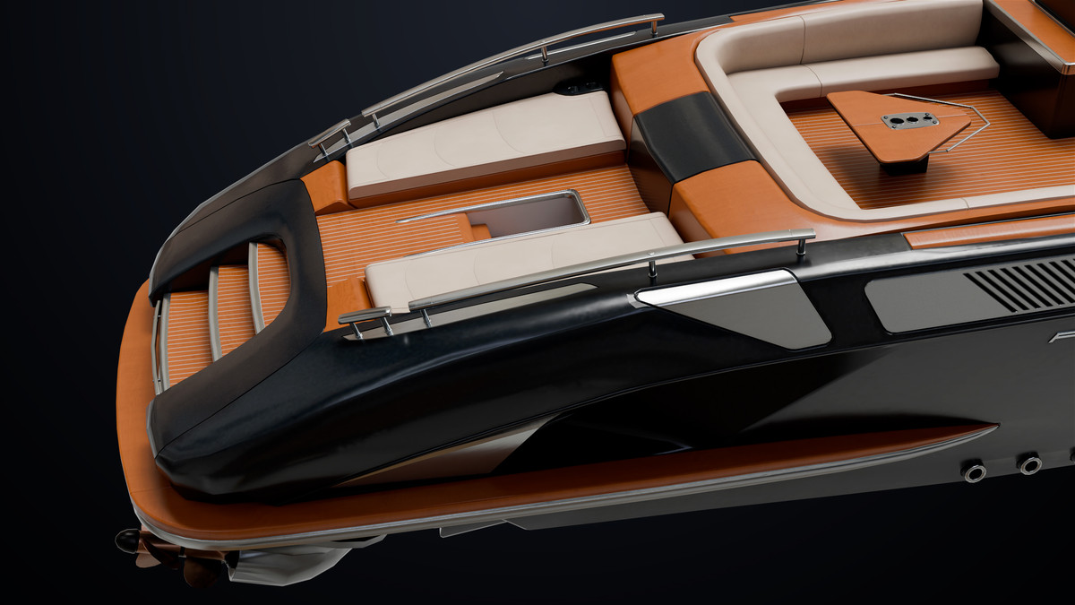 Yacht Boat 01 Black with Interior HDRP URP Textures