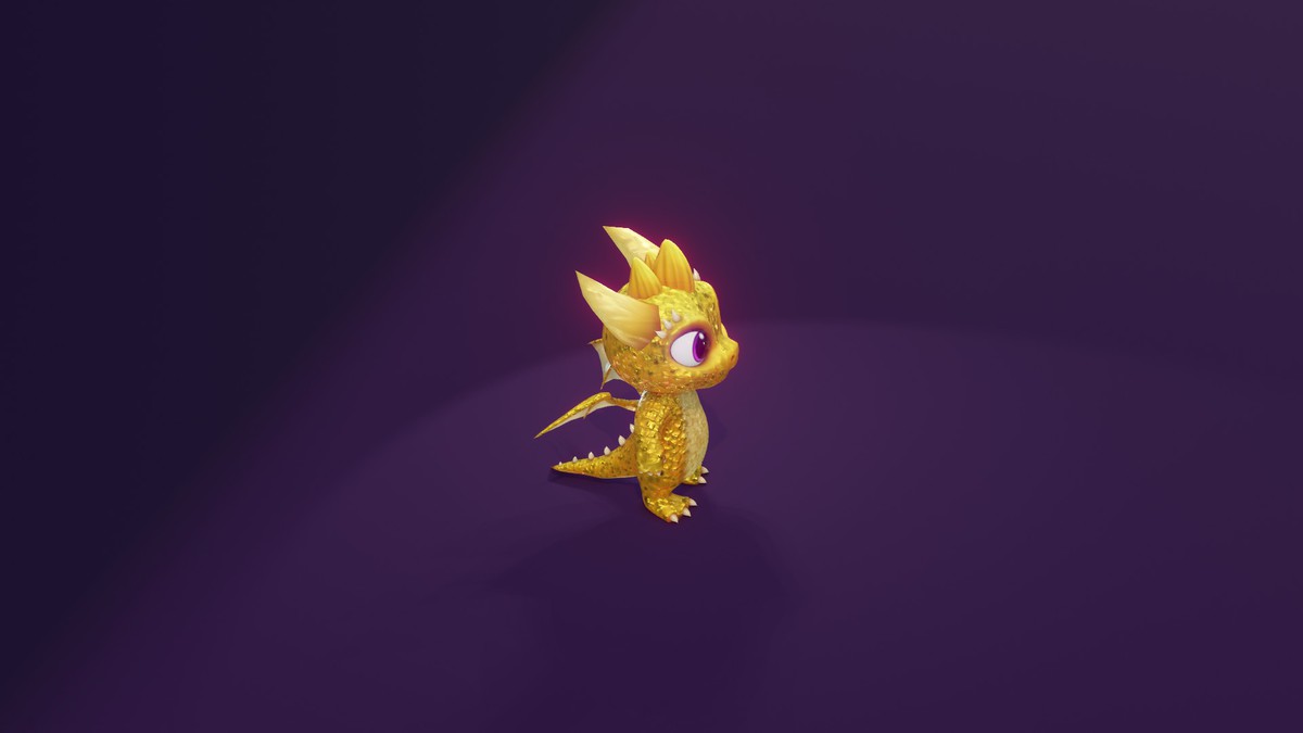 Cartoon Gold Dragon 3D Model (Low-Poly, Game-Ready, Animated, Built-In)