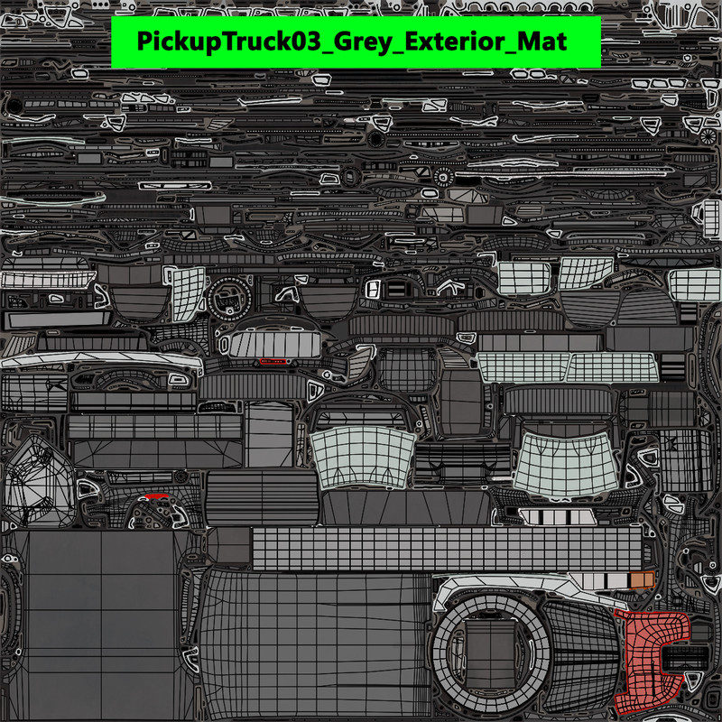 Pickup Truck 03 Grey and White URP HDRP Textures