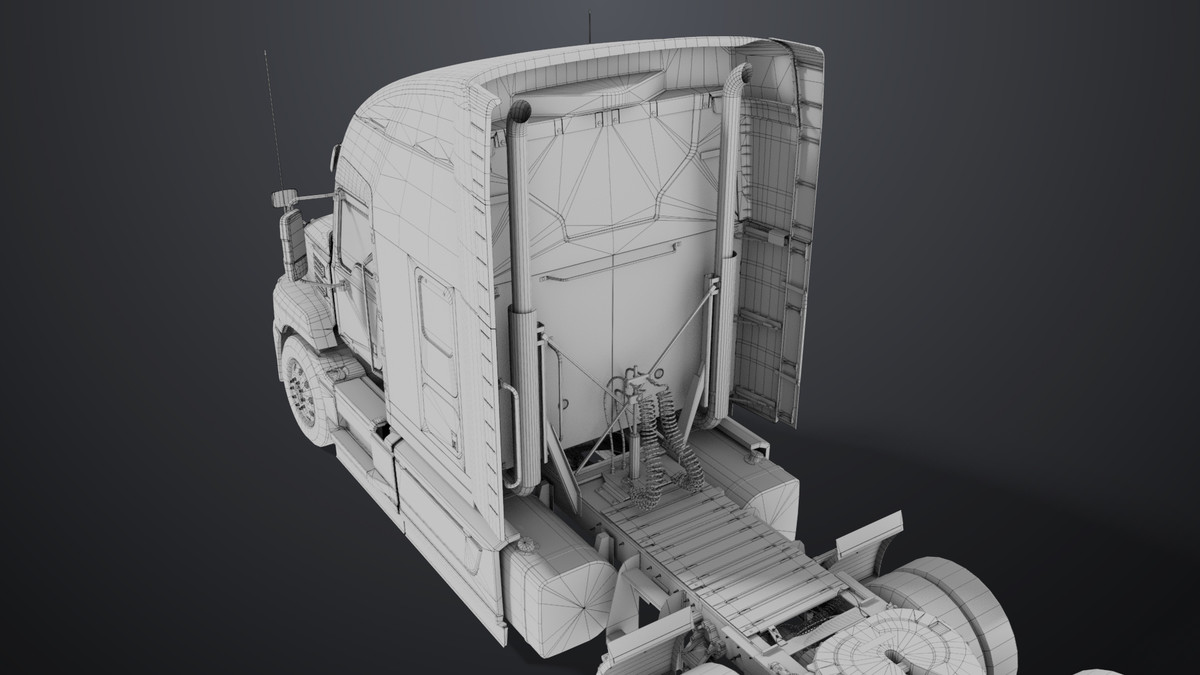 Heavy Truck Chassis 05 White Interior URP HDRP Textures