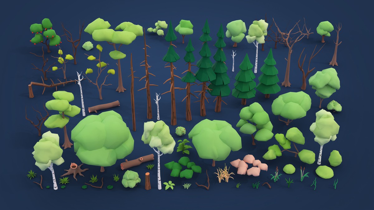Logging Facility - Low Poly 3D Models Pack
