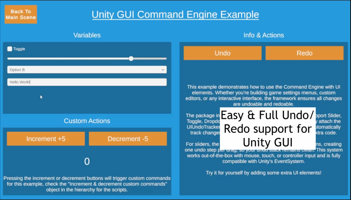 Undo/Redo for UI Toolkit & uGUI