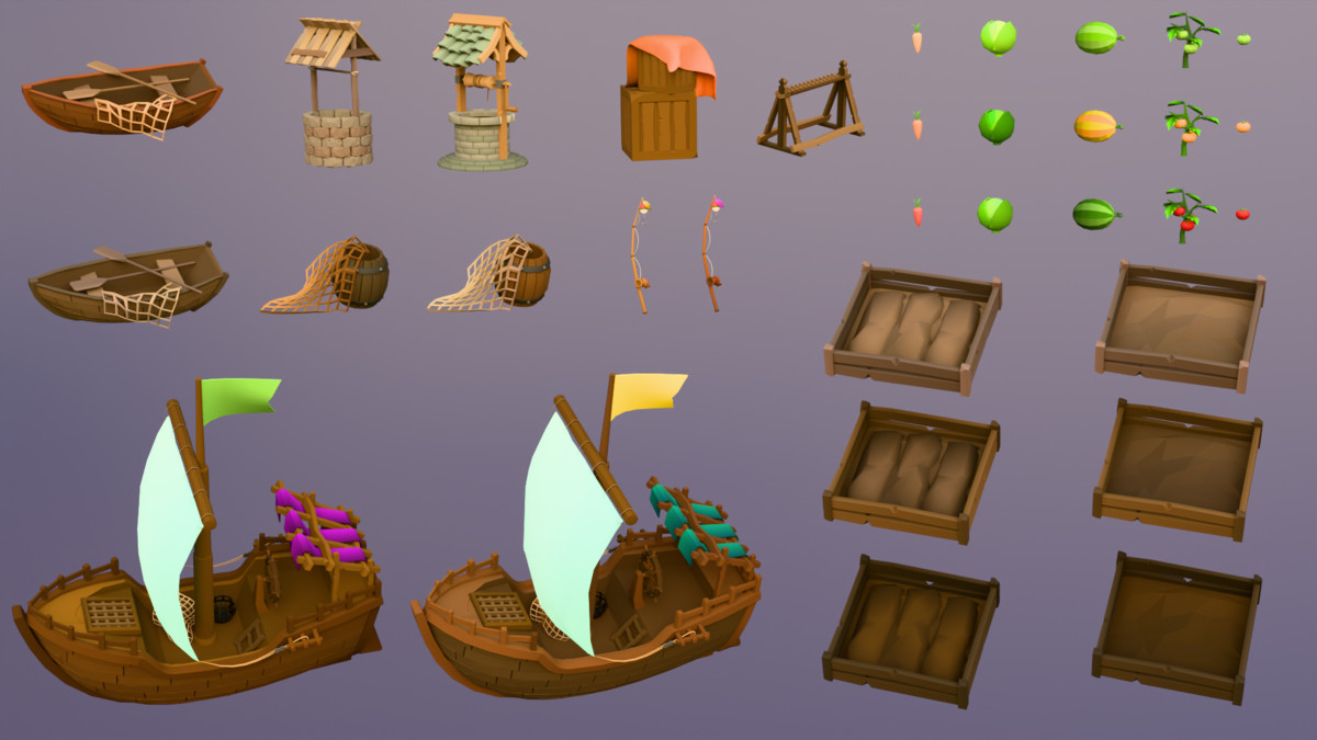 Low Poly 3D Medieval Town Assets