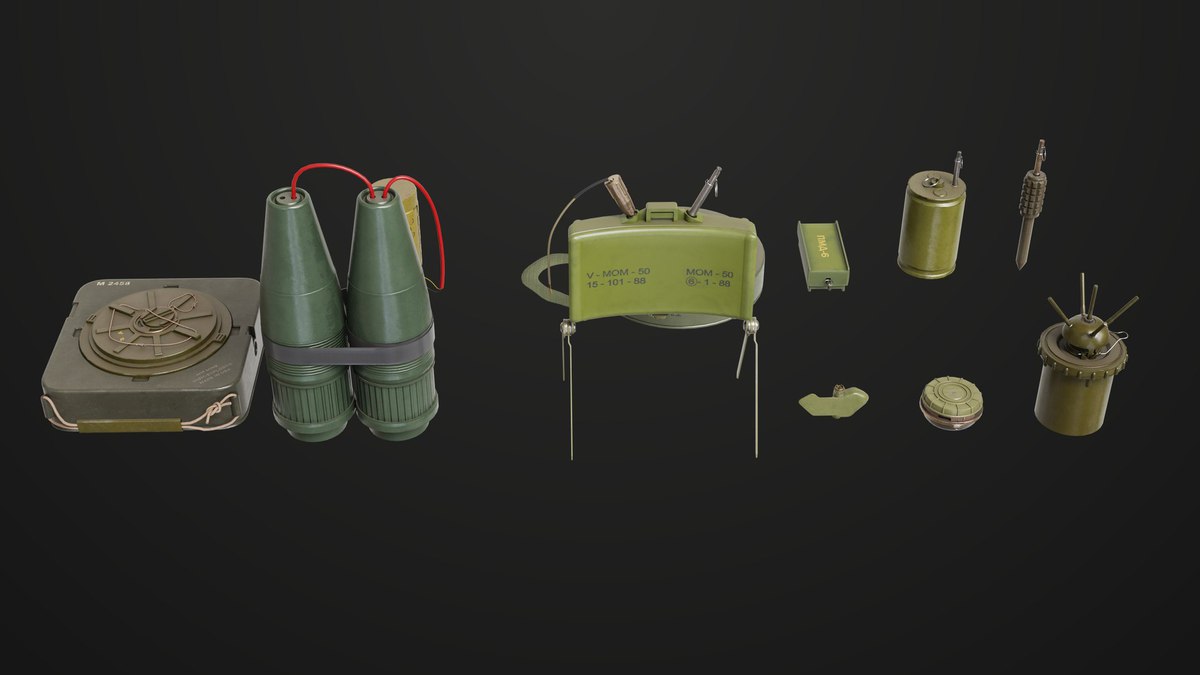 Mine Bomb Collection Single Mat HDRP URP Textures