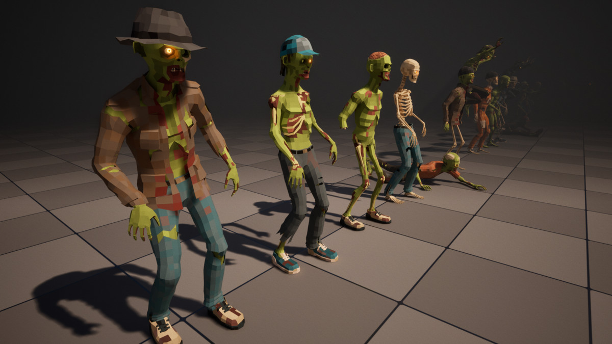Zombie Man Modular Pack Low-Poly Stylized