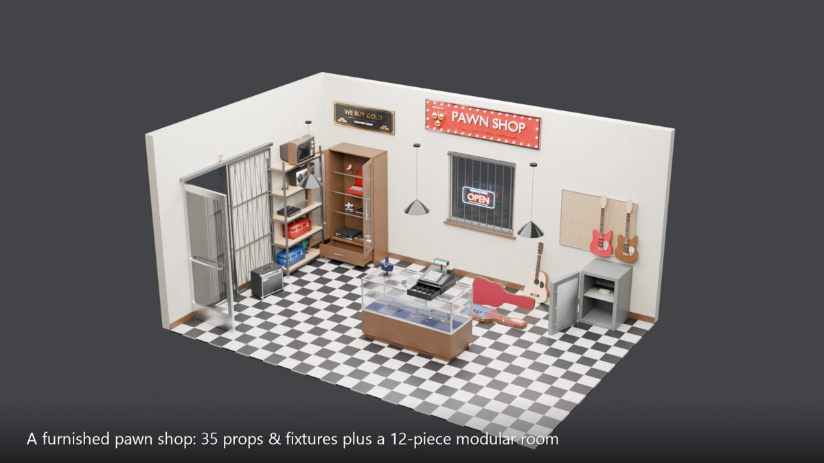 Pawn Shop Kit: Interactive Props & Modular Room