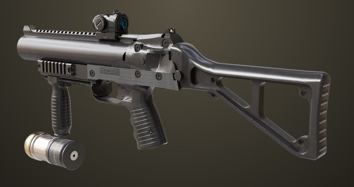6 Grenade Launcher Black URP HDRP Textures