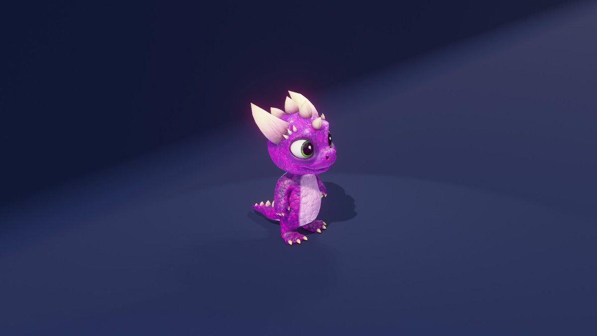 Cartoon Purple Dinosaur 3D Model – Animated Character