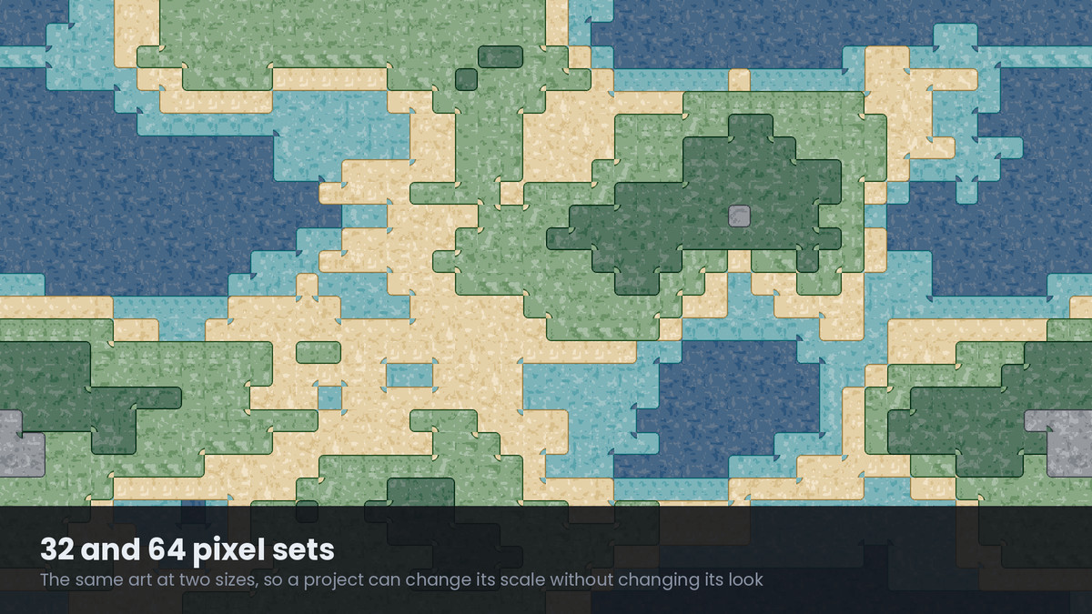 804 Top-Down Tiles - 47-Blob Auto-Tiling, 12 Terrains
