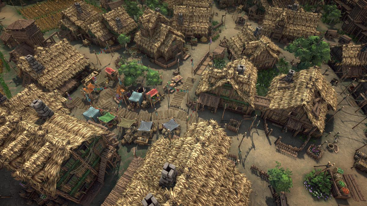 Stylized fantasy pagan village