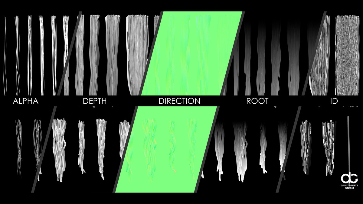 Realistic female hairstyles, pack #3 | Rigged hair, game-ready, low-poly