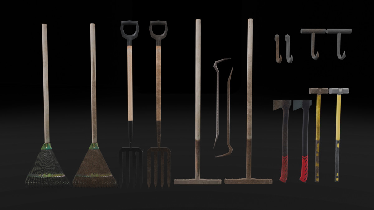 PSX Rural Farm Tools Pack – 32 Lowpoly Tool Props