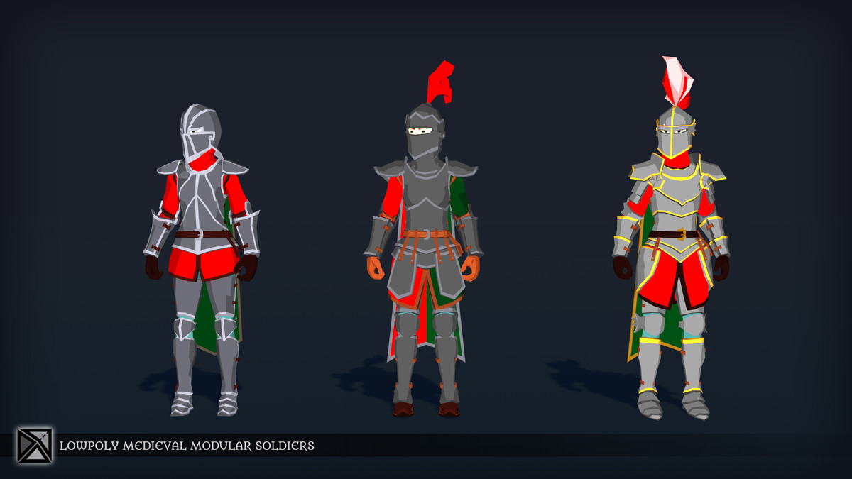 Lowpoly Medieval Modular Soldiers v1.2