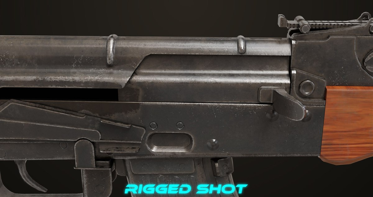 AKMS Light Machine Gun 10 Wood URP HDRP Texture