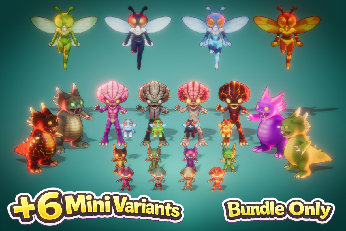 Monster Evo Pack 37-38-39-40-41-42 and Bonus–Game Ready Creatures | PixeliusVita