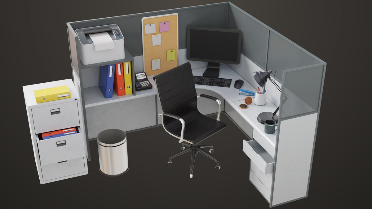 Office Desk Props Single Mat URP HDRP Textures
