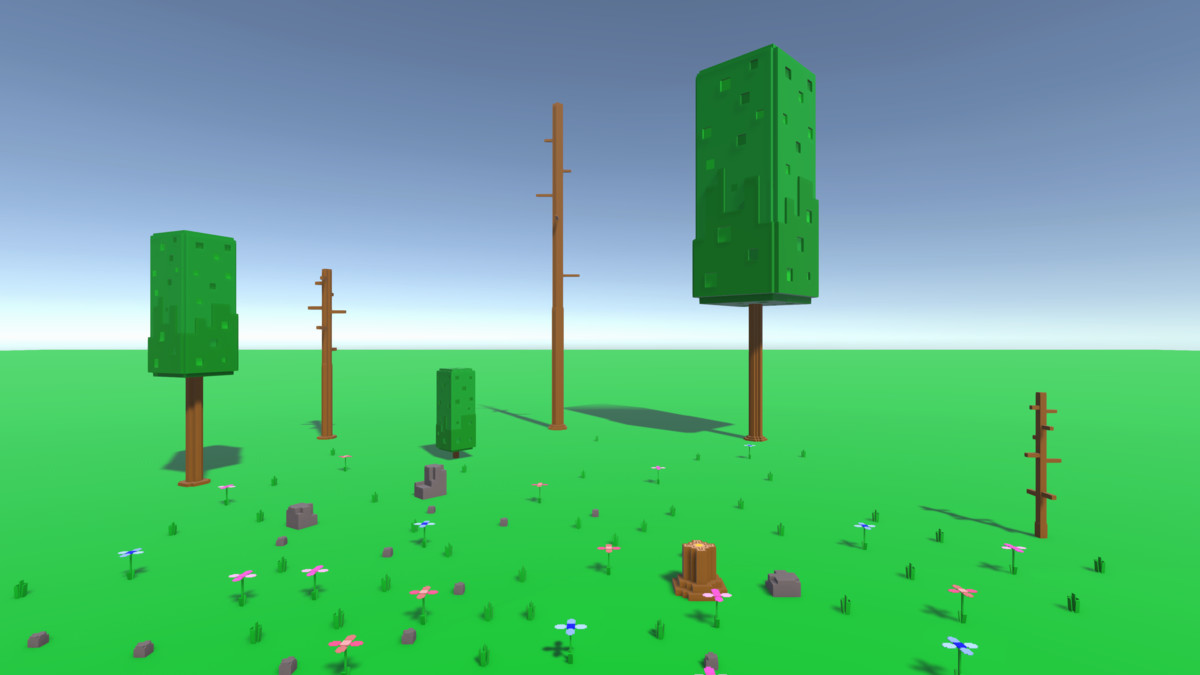 Stylized Tall Voxel Trees Pack – Vertical Fantasy Forest