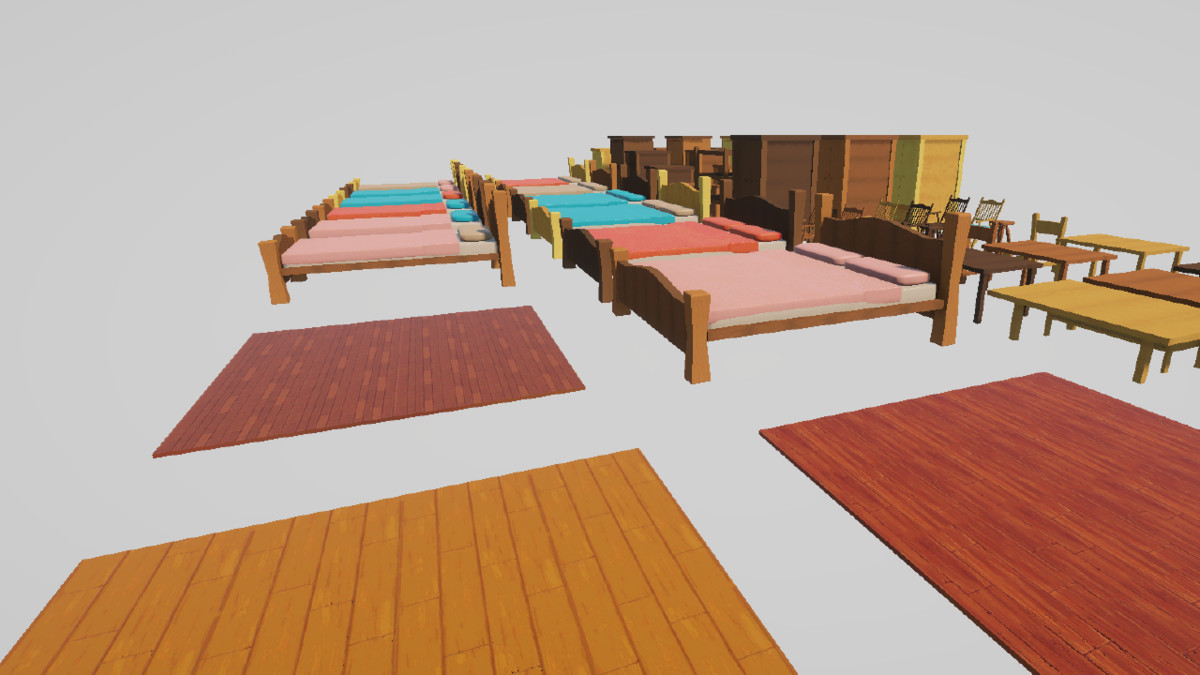 Low-Poly Furniture Kit – Stylized Wooden Set