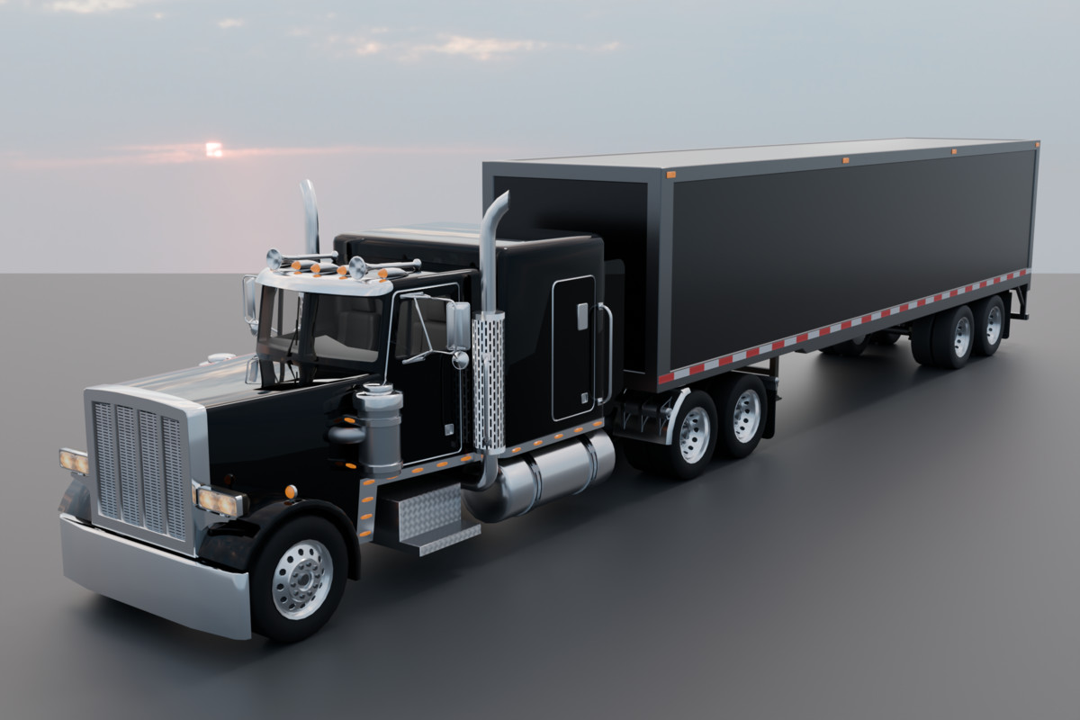 Realistic American Semi Truck + Box Trailer | 11 Truck + 8 Trailer Colors | PBR