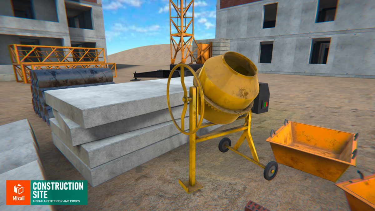 Construction sites, equipment and builders