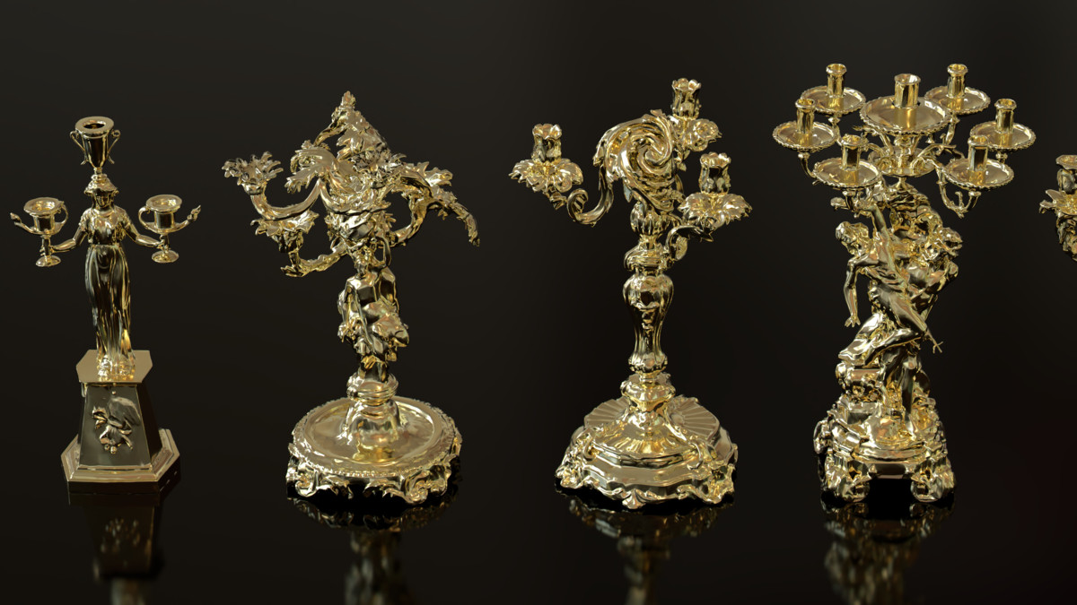 Ornate Candles, CandleHolders, and Wax Sculptures - 133 Models Set