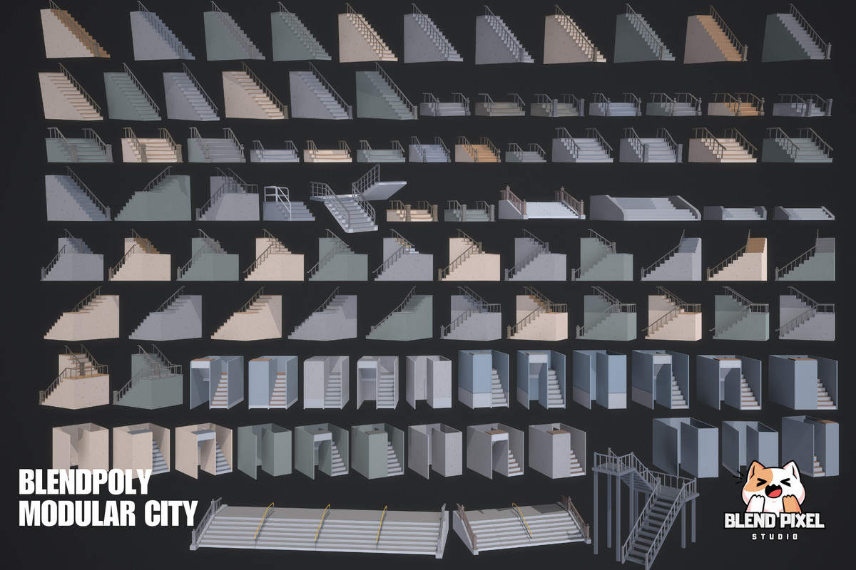 BlendPoly Modular City - Low Poly Assets