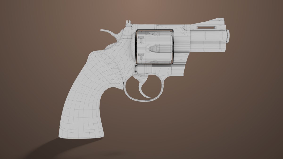Revolver 05 Small Silver with Bullet URP HDRP Textures
