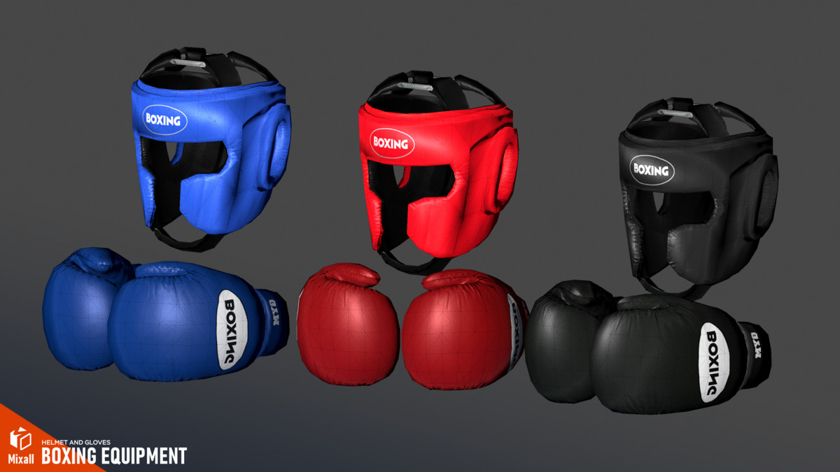 Boxing equipment - helmet and gloves