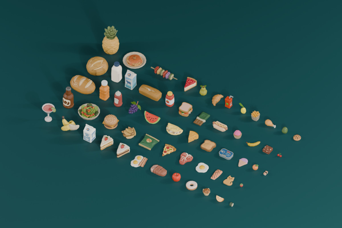 Low Poly Stylized Kitchen Bundle