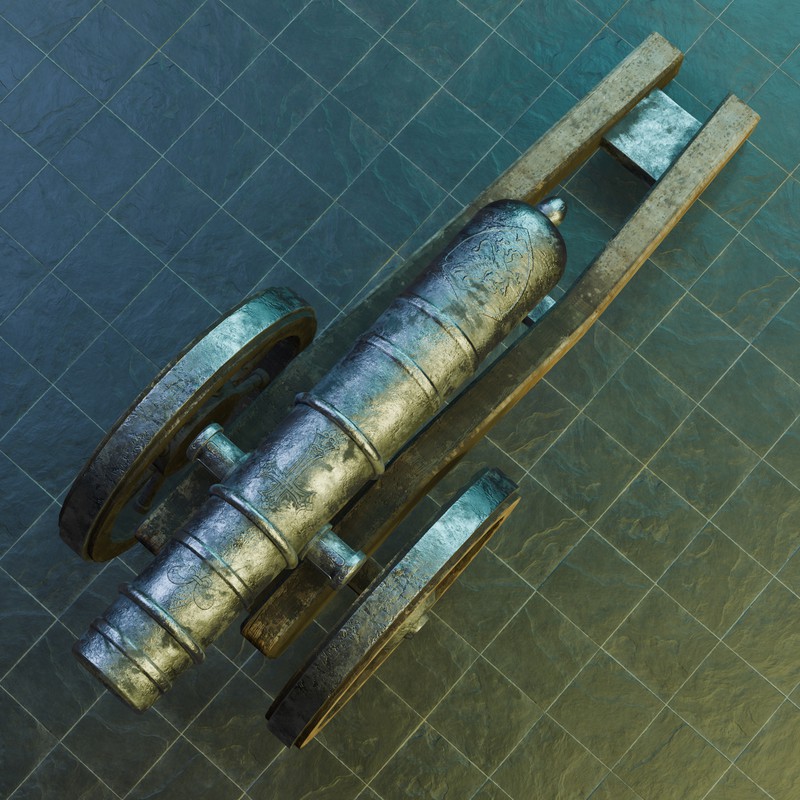 Historical Field Cannon Game Ready with LODs & PBR Textures