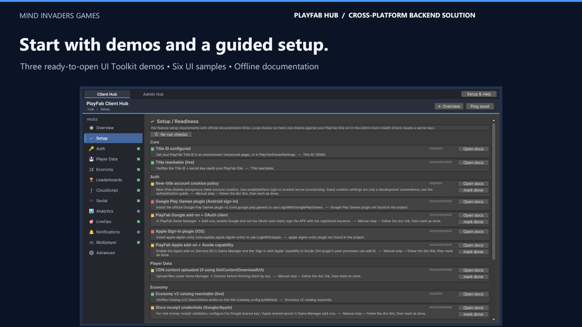 PlayFab Hub - Cross-Platform Backend Solution