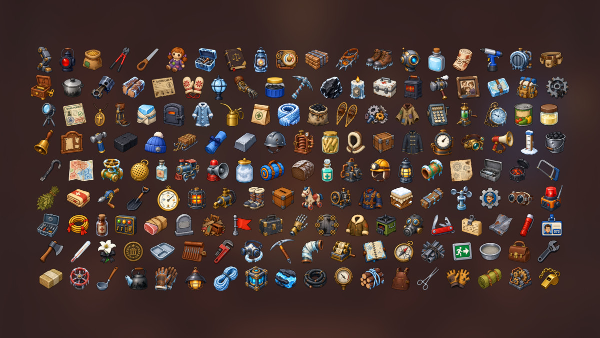 Polar Expedition Survival Steampunk Winter Exploration Icons Pack