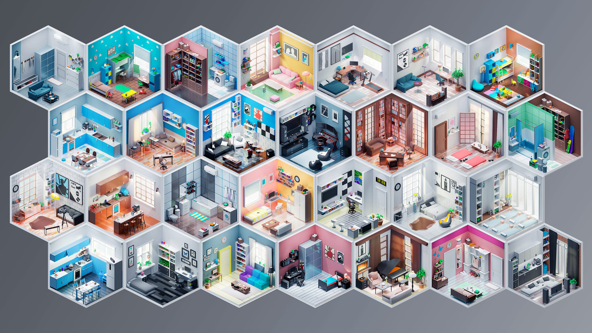 Interior 2 - Low Poly 3D Models Pack