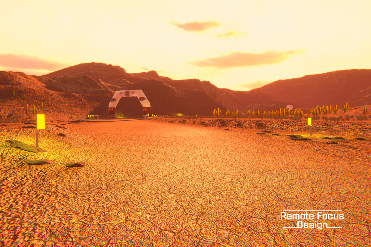 Drift race track Desert at sunset