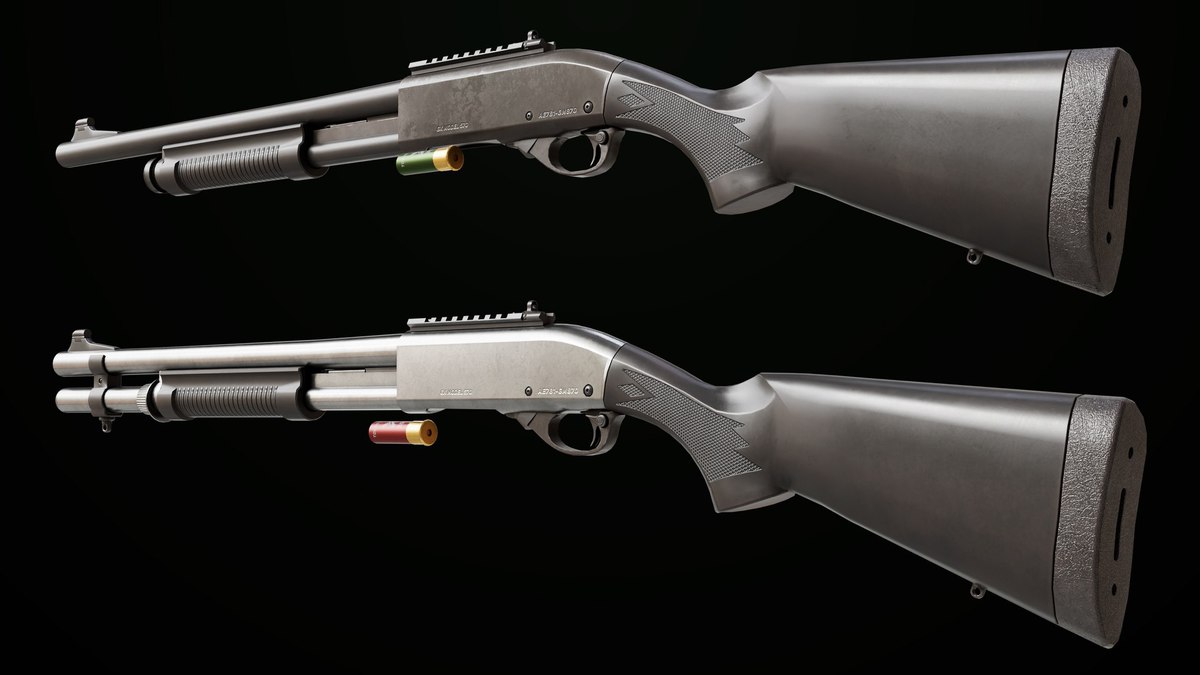 Long Shotgun 01 Black And Silver Single Mat URP HDRP Textures