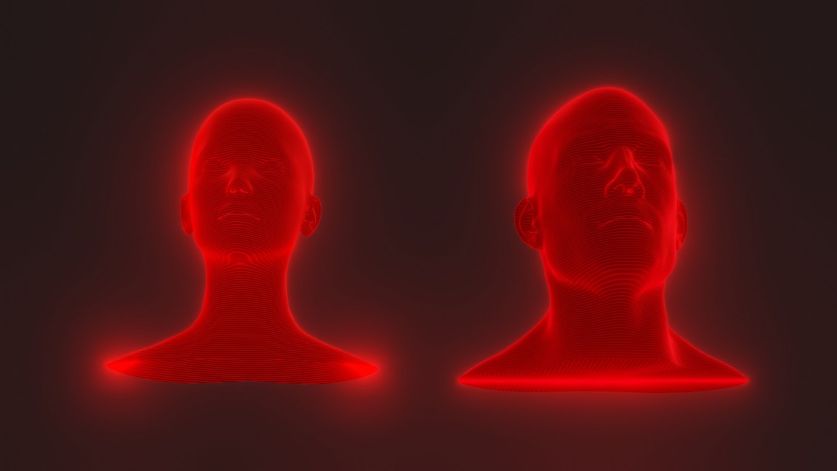 Sci-Fi Red Hologram Male Female Heads 3D Model Pack - Animated, Blend Shapes